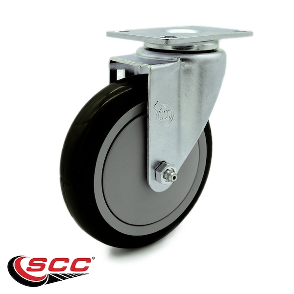 5 Inch Black Polyurethane Wheel Swivel Top Plate Caster